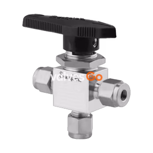 Swagelok SS-43GXS4-SC11 40G Series 1-Piece 3-Way Ball Valve, 0.90 Cv, 1/4 in. Swagelok Tube Fitting