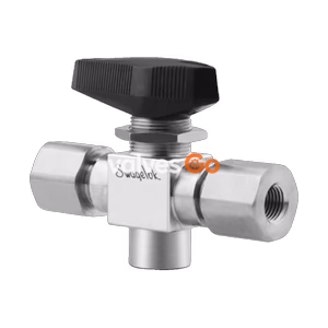 Swagelok SS-H83XPF4 3-Piece High Pressure 3-Way Ball Valve, PEEK Seats, 1/4 in. FNPT