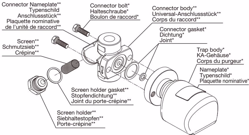 TLV FS3 QuickTrap exploded view diagram