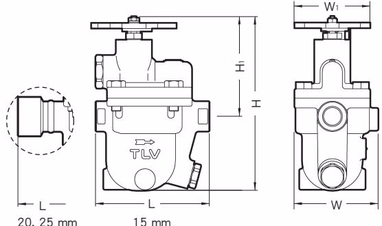 TLV J3S-X-BV 螺纹连接尺寸