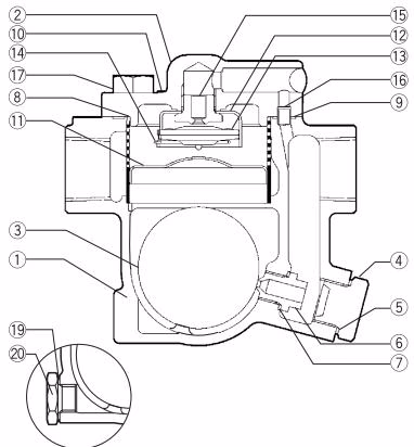 TLV J5S-X 疏水阀结构剖面图