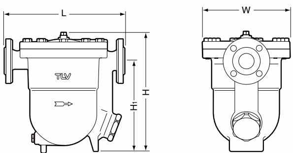 TLV J7.2X flanged dimensions diagram