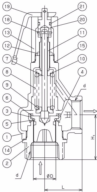 Yoshitake AL-150TML safety relief valve structural drawing