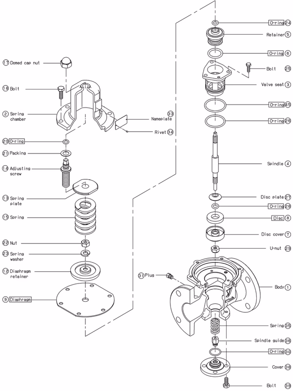 Yoshitake GD-28S-NE exploded view 65A-100A