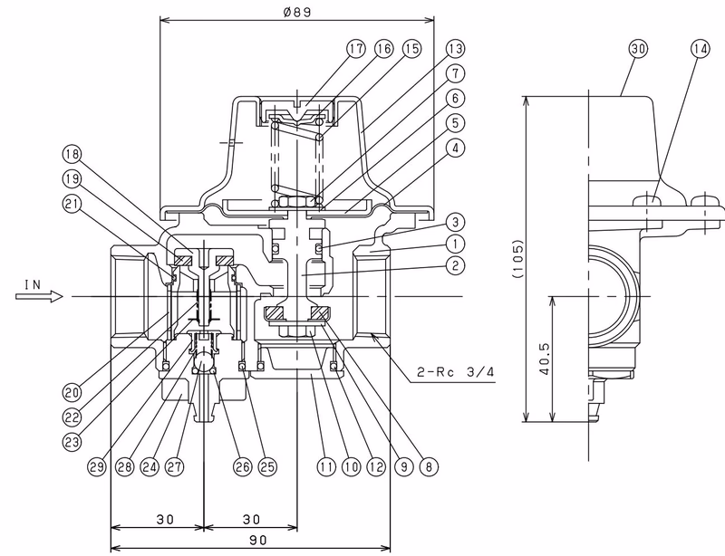 Ёситакэ (Yoshitake) GD-55-80 чертеж в разрезе