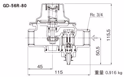 耀希达凯 Yoshitake GD-55R-80 尺寸图 2