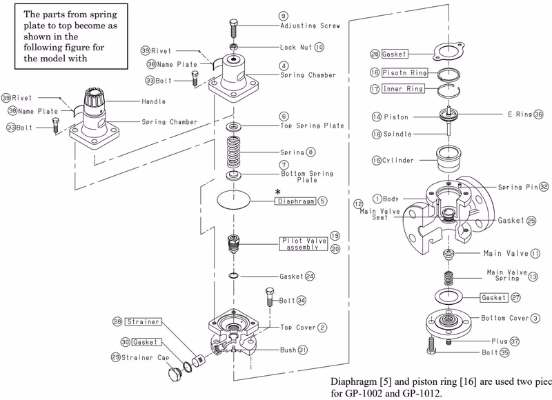 Yoshitake GP-1000 exploded drawing and parts list