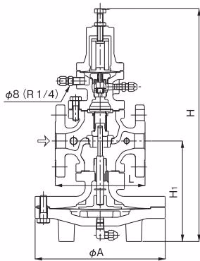 Yoshitake GPR-2000 flanged type dimensional drawing
