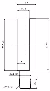 Yoshitake PG-2 dimensions with screw connection BSPT1/2 and NPT1/2
