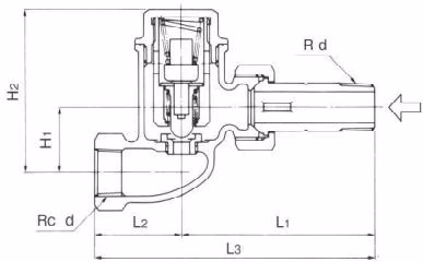 Yoshitake TS-4A straight type TS-4S dimensions drawing