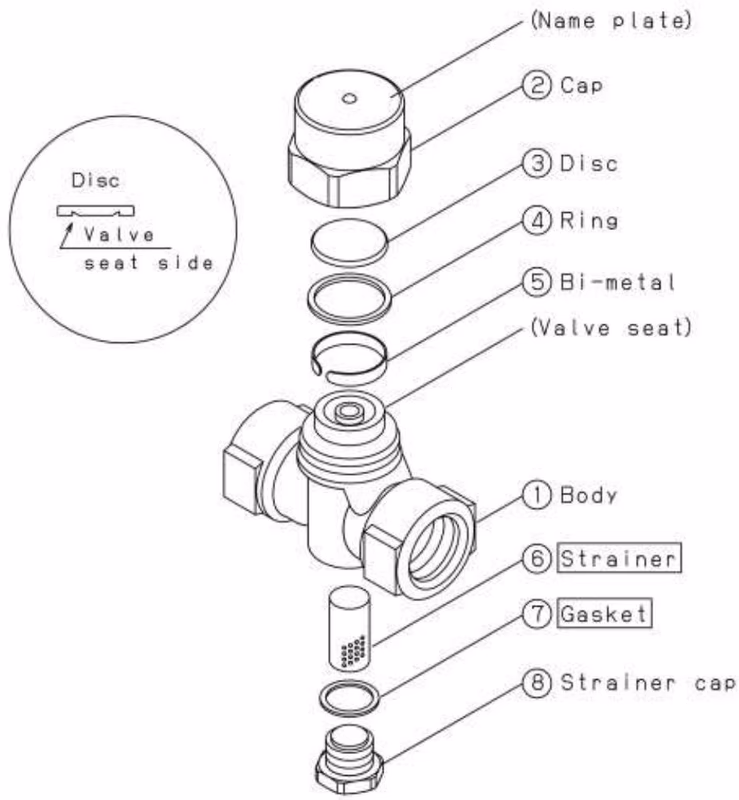 Yoshitake TSD-42 exploded drawing with part names