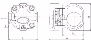 Yoshitake TSF-8 float steam trap dimensions diagram